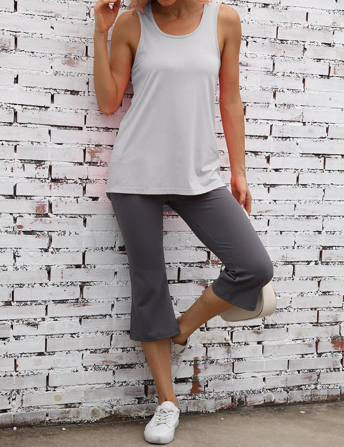 Womens Workout Athletic Tank Tops Loose Gym Yoga Racerback Sleeveless Running Sports Shirts Tops