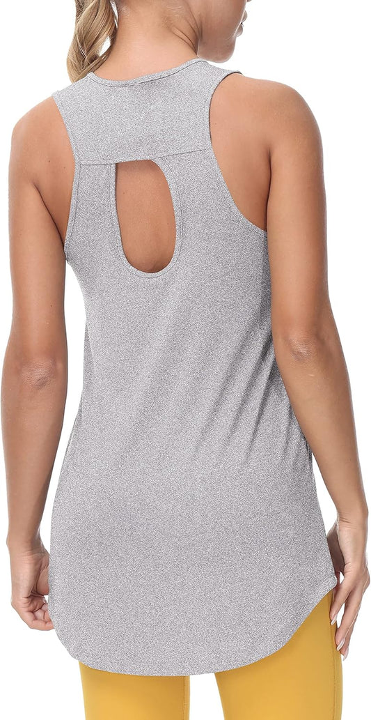 Womens Workout Athletic Tank Tops Loose Gym Yoga Racerback Sleeveless Running Sports Shirts Tops
